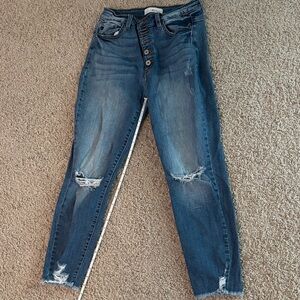 KanCan Button-Up Distressed Denim Jeans